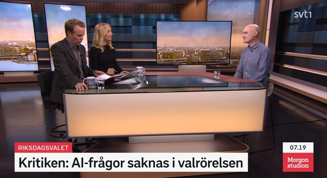 SVT Morgonstudion: AI-frågor saknas i valrörelsen